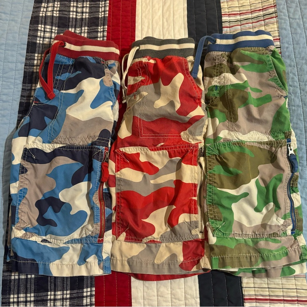 3 Mini Boden Boys Size 6 Camo Shorts ~ Play!